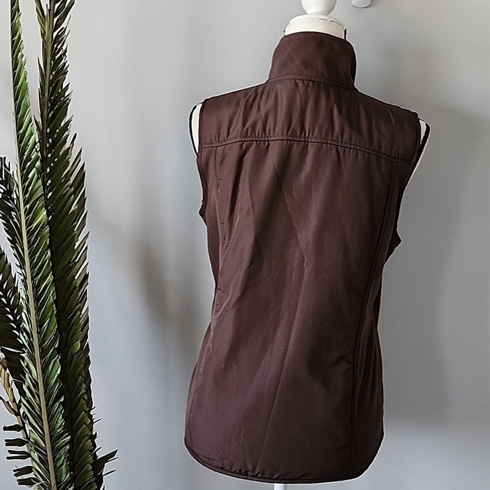 Tek Gear brown zip front vest with fleece trim - Picture 2 of 12